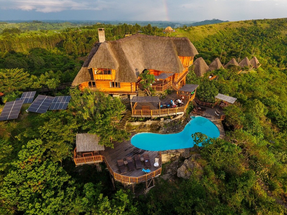 Luxury safari lodge aerial view