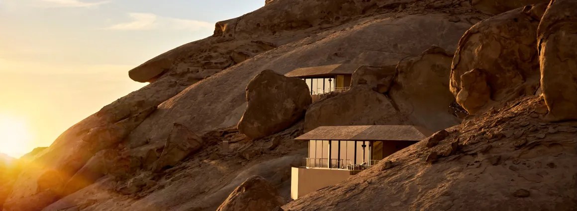 Desert Rock hotel cliff face Saudi Arabia AlUla