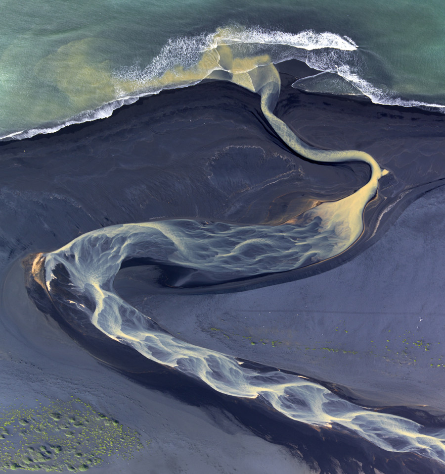 Iceland river delta aerial view stunning textures